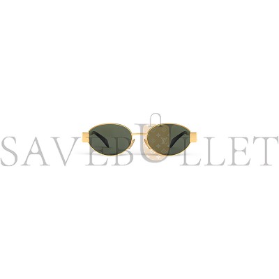 CELINE TRIOMPHE METAL 01 SUNGLASSES IN METAL GOLD GREEN  4S235